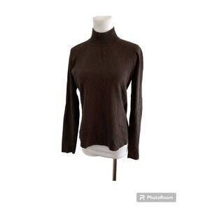david brooks sweater Size M Brown Micro Cable Design Turtle Mock Neck Women's